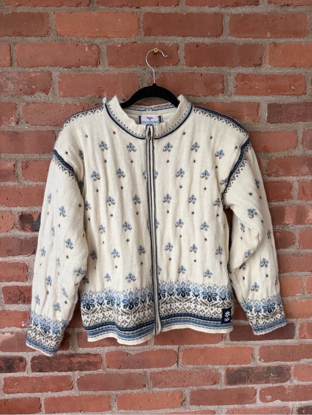 Dale of Norway Cream and Blue Zip Cardigan Sweater M limited edition Olympic